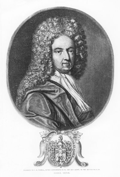 Daniel Defoe, gegraveerd door C. A. Powell door Michael van der Gucht